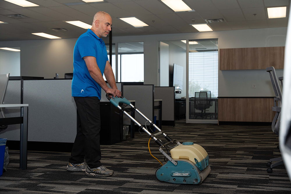 Freshly cleaned boardroom carpet