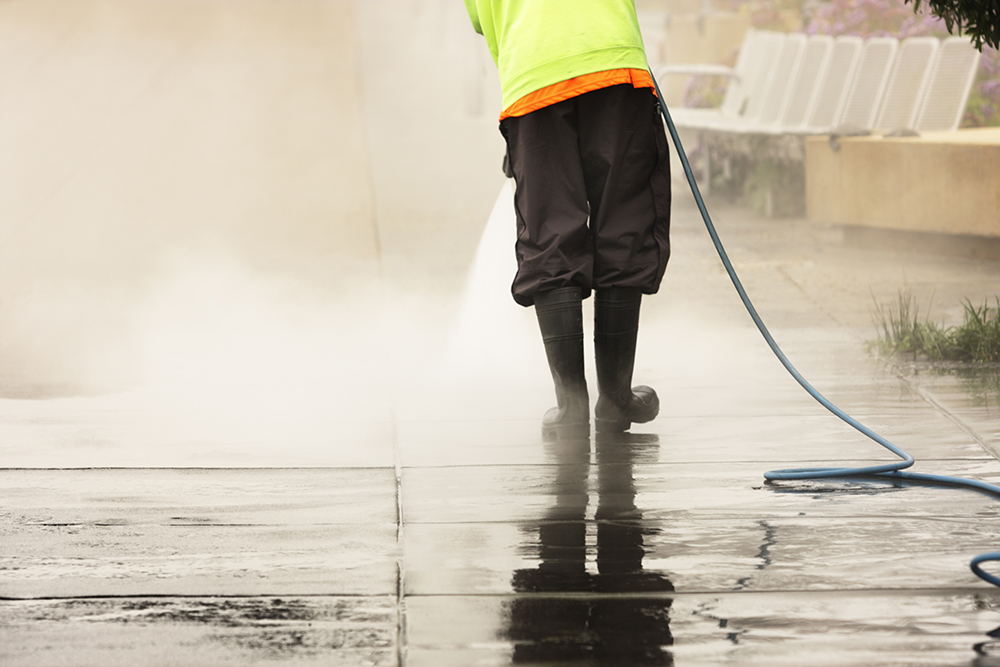 Pressure washing walkway